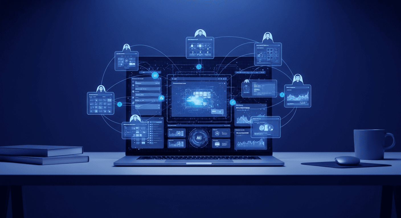 Illustration d'une intelligence artificielle créant un produit digital